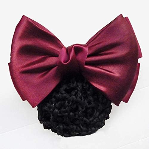 Huitao Satin Lady Bow Hair Bun Net Snood Crochet Net Bun Hair Cover Women Hair Accessories Blue