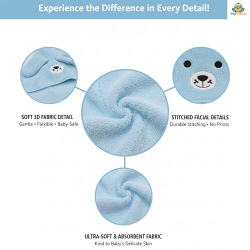 Image of Ultra-Soft Baby Hooded Towel - Coral Velvet Wrap Your Little One in Softness and Joy, Hypoallergenic & Super Absorbent Bath Wrap for Newborns & Toddlers | Cute Animal Design (0-5 Years)