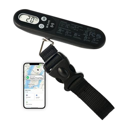 Best Tracker Device for Luggage: Top Smart Locks and GPS Tags Reviewed 4 SLIDE INNOVATIONS Digital Luggage Scale, Compatible with Apple Find My (iOS), Suitcase Weight Scale and Tracker, Luggage Weighing Scale with 110-Pound Weight-Indicator Limit, Travel Accessory