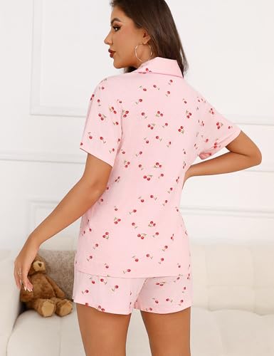 Image of Anjue Womens Pajamas Set Short Sleeve Button Down Soft Pj Sets S-XXL | V neck,Pyjamas,Modal,Wedding,Pijamas de mujer,Bridal party,Viscose,Knit,Cute,Lounge,Lightweight,Nursing,Holidays