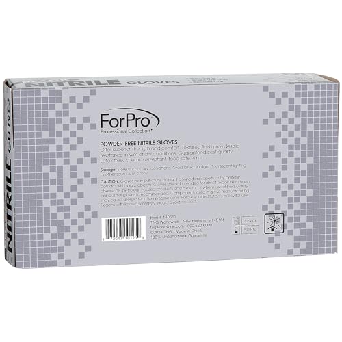 ForPro Professional Collection Disposable Nitrile Gloves, Chemical Resistant, Powder-Free, Latex-Free, Non-Sterile, Food Safe, 4 Mil, Black, Medium, 100-Count