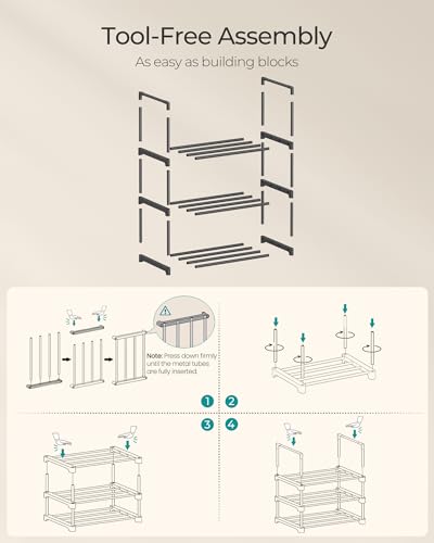 Image of SONGMICS Shoe Rack, 3-Tier Shoe Organizer, Metal Storage Shelf