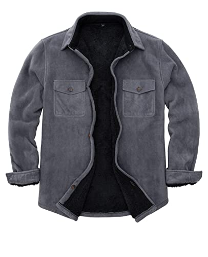 ZENTHACE Men's Warm Sherpa Lined Fleece Plaid Flannel Shirt Jacket(All Sherpa Fleece Lined)
