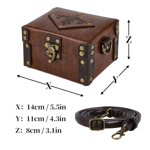 HiiFeuer Medieval Faux Leather Alchemy Box with 12 Cork Potion Vials, Fantasy Portable Crossbody Bag Jewelry Dnd Dice Holder (Brown A) - Image 3