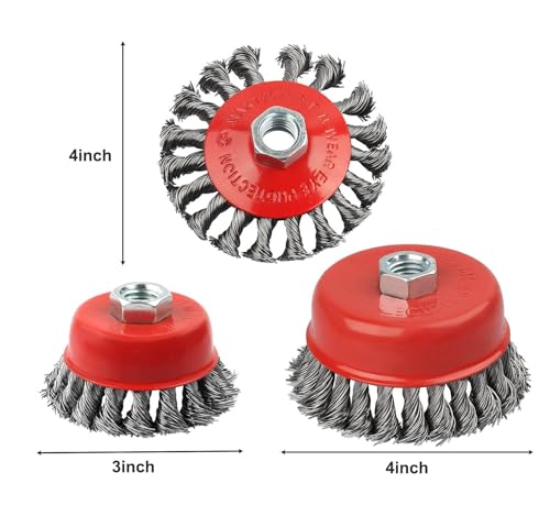 Image of Wire Brush for Grinder，4 Pack Wire Wheels Set for Angle Grinder,3 inch&4 inch Angle Grinder Wire Wheel，M14 x 2 Metric Thread