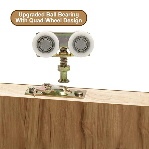 Image of 3 /4 inch RV Pocket Door Ball Bearing Hangers Fit Johnson Part #1025, #JR20565 & #H530, Works with 111 /118F Series Track, Upgraded Quad Rollers, 13 /16 inch C.T.C, Min. 1 inch Thick Doors, 2 Pack