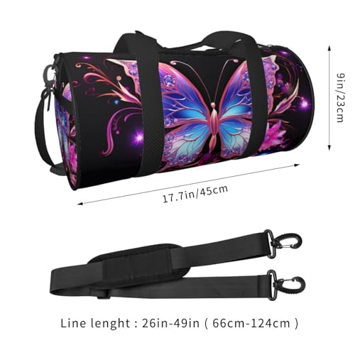 Travel Duffle Bag Weekender Bags for Men Women with Shoe Compartment Large Capacity Weekender Overnight Bag Purple Butterfly Carry On Tote Bags Sport Gym Bag for Travel Yoga, Black, One Size2
