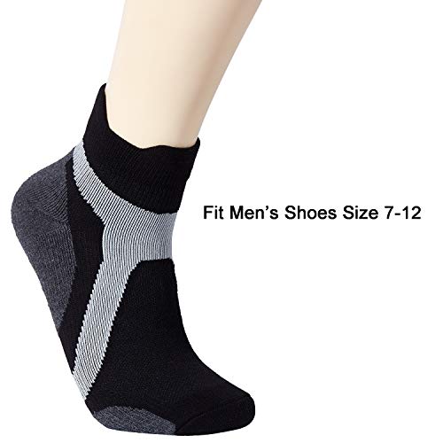 Men's Padded Anti Odor Blister Resistant Ankle Quarter Crew Hiking Socks, Size 7-122