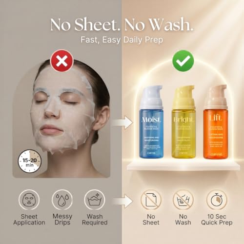 Image of Curest Micro Bubble Wash-Free Radiant Glow Hydrating (Hydrating) | Korean skin care set featuring micro bubble mask korean formula; rapid 10 seconds bubbl ultimate moisturizing makeup prep