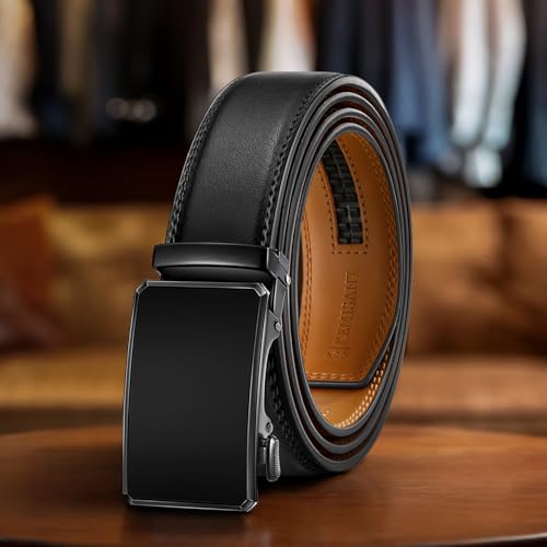 Men Belt Ratchet Click Belt Adjustable For Men Golf Dress Casual Jeans 1 3/8-Cut For Fit