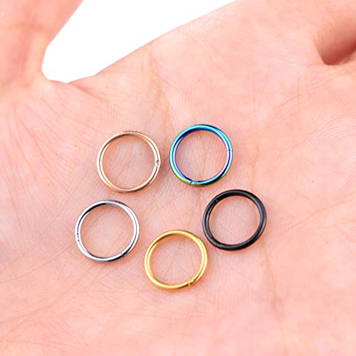 Jstyle 10Pcs 18G Stainless Steel Hinged Clicker Segment Nose Rings Hoop Helix Cartilage Daith Tragus Sleeper Earrings 8Mm Improved #TOP4