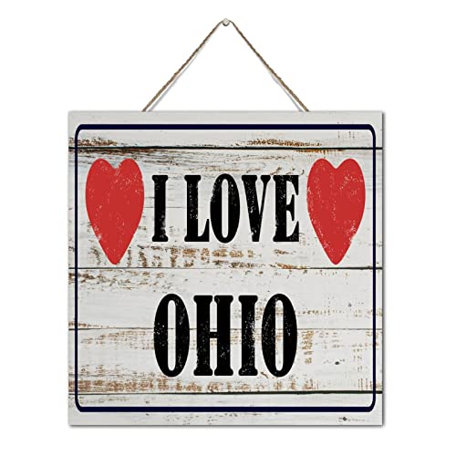 Panneau en bois Ohio avec inscription I Love Ohio unique - 2