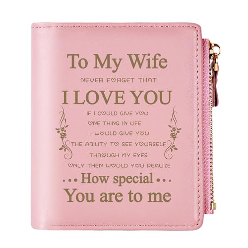 THTCSQ To My Wife Gifts,Leather Wallet for Women,Personalized Engraved Wallet,Birthday Anniversary Wedding Valentines Day gifts Ideas for Wife(To My Wife)