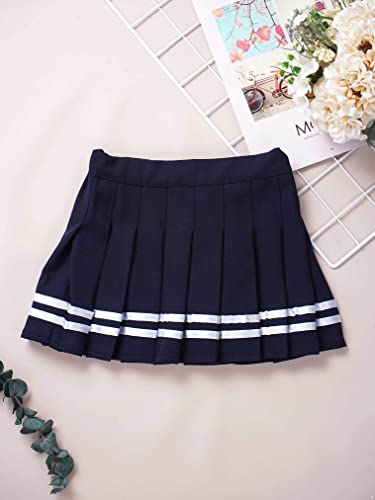 Vastwit Toddler Little Girls Skater Tennis Skirts A-Line Pleated Mini Skirt With Lining Shorts Dark Blue&White 12-18 Months #TOP4