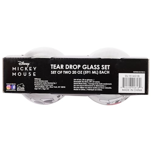 Silver Buffalo Disney Mickey and Minnie Love Halftone Hearts Boxed 2pc Stemless Glass Set, 20 Ounces