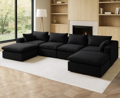 162.2" No Assembly Required U-Shaped Sectional Couch, 6-Piece Compressed Boneless