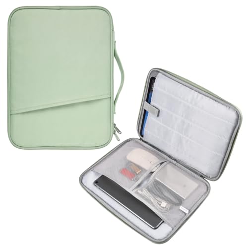 Image of Tablet Sleeve 11 Inch Waterproof Slim Tablet Pouch with Pocket & Zipper Compatible with Tablets or iPad Upto 11 Inch Shockproof, Lightweight Cover Bag Case, Green