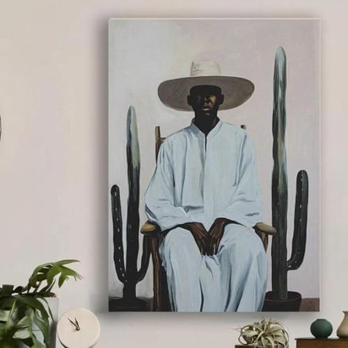 Art bohème minimaliste et portrait d'homme africain en impression sur toile 80x120 cm