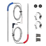 Traeger 2 Pack Meat Probe Replacement for Pellet Grill Smokers, 3.5mm Plug, 2 Stainless Steel Probe Clip Holders, 2 Gormmets and 2 Numbered Tags
