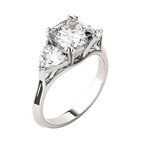 Charles & Colvard Created Moissanite 7.5mm Cushion Cut Engagement Ring for Women | 3 cttw DEW | Lab Grown | Solid 14K White Gold with Rhodium2