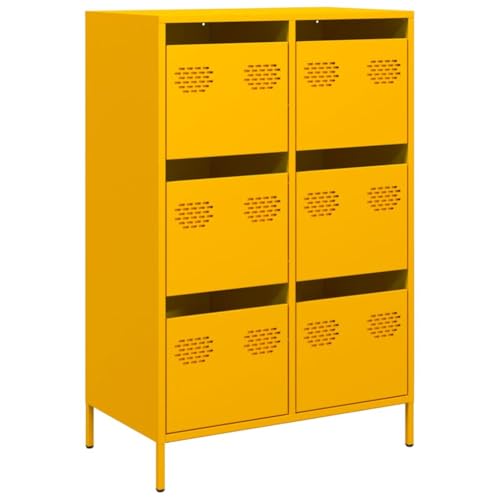 vidaXL Aparador Acero Amarillo Mostaza 68x39x101,5 cm, Armario para Libros, Armario Moderno para Libros, Armario estantería de Almacenamiento