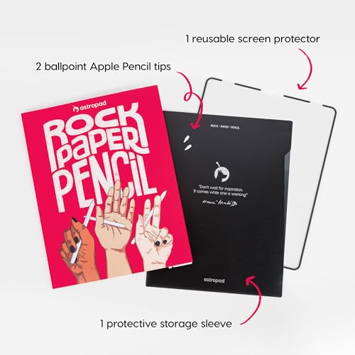 Astropad Rock Paper Pencil v2.0 – Paper Screen Protector for 11" iPad Pro (Gen 1-4) or 10.9" iPad Air (Gen 4-5) + Apple Pencil Tips Replacement 2 Pack – Compatible with Apple Pencil 1st/2nd Gens
