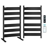 Aquatrend Towel Warmers for Bathroom, WiFi Freestanding & Wall Mounted Electric Heated Towel Rack, 6 Flat Bars, Aluminum, Timer & Temperature Control, Large Heating Surface, Black