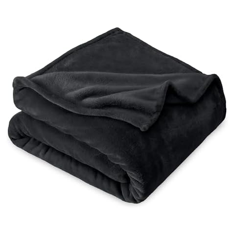 Bare Home Fleece Blanket - Full/Queen Blanket - Black - Lightweight Blanket for Bed, Sofa, Couch, Movie Night, Camping, and Travel - Microplush - Ultra Soft Warm Blanket (Full/Queen, Black) Cover