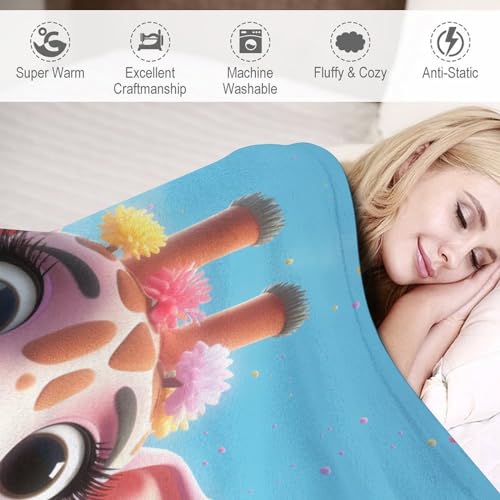 Manta de franela de jirafa para sofá forro polar suave de 100x130 cm 6