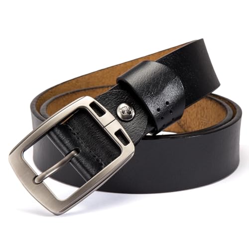 Men's Genuine Leather Belt With Pin Buckle - Vintage Style Waistband For Jeans2
