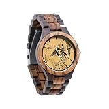 Photo Personnalisée Montre À Breloque en Bois Nom Gravé Bracelet Montre Rétro Personnalisé Anniversaire Fête des Pères Idées d'anniversaire pour Couples Hommes Femmes(Marron1-Hommes 45Mm)