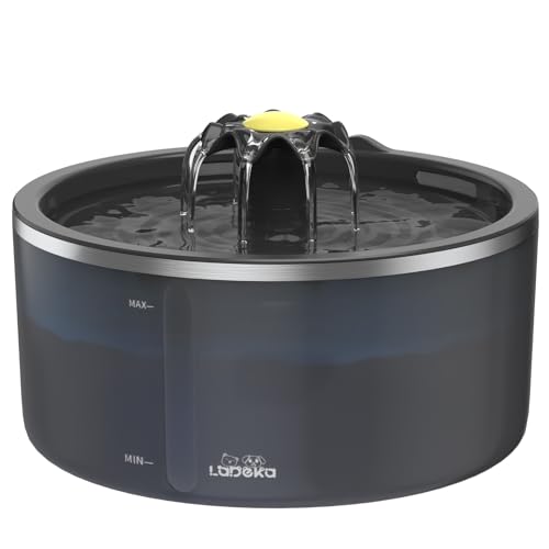 Cat Water Fountain with Dual Filtration System, 2.5L/84oz Pet Water Fountain for Cats Inside, Cat Fountain for Drinking with Ultra Quiet Pump(≤20dB)& LED Blue Light - for Pets Small Animals(2Filters)