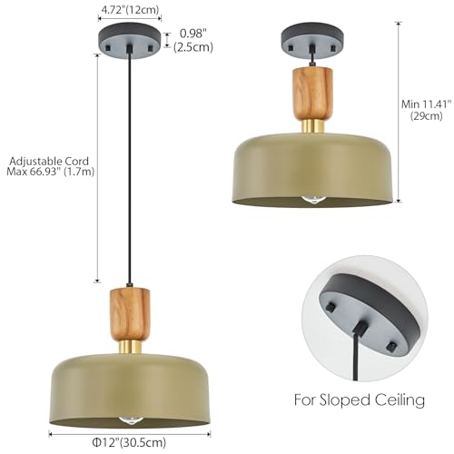 Tehenoo 2130P/G Contemporary Pendant Lighting,Large Pendant Lamp,Wood And Brass Accent,Adjustable Metal Hanging Light Fixture thumb #2