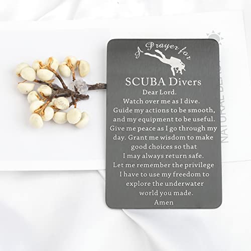 UJIMS Scuba Divers Prayer Wallet Card Insert Scuba Diving Gift Extreme Sports Jewelry for Divers Adventure Metal Wallet Gift for BFF3