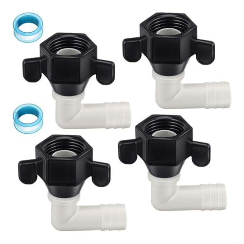 HOHOVYVY Adaptador de conexión de agua, 1/2 x 1/4, codo de barra y articulación giratoria recta para conexiones de bomba de agua autocaravana con cinta de sellado