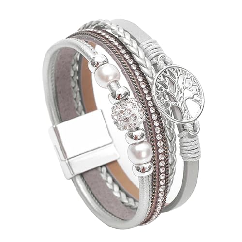 Bracelet en cuir multi-rangs arbre de vie pour sublimer vos tenues bohèmes d'été