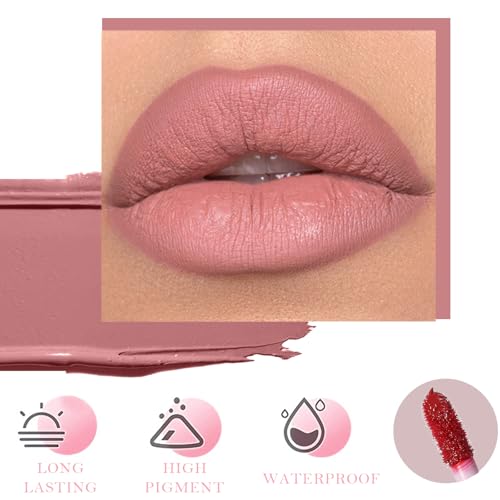 Nude Pink Lipsticks Matte Liquid Lipstick for Women, Pink Highly Pigmented Creamy Matte Lip Gloss Waterproof Long Lasting Lip Stain Non-Sticky Not Fade Liquid Lipstick Make Up Gift - Image 6