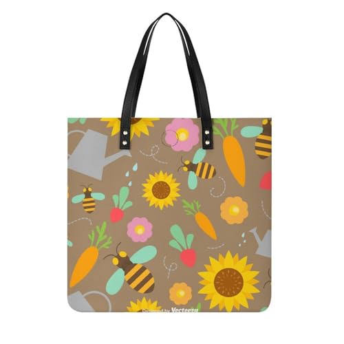 Sac cabas abeille et tournesol 39x39cm : la solution pour ranger vos courses