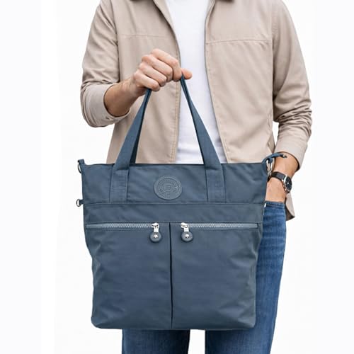 Image of CHIBAO Polyester Dual Handles Tote Bag for Women & Men | Large Capacity Multipurpose Shoulder Bag | Stylish Everyday Office, College, Travel & Shopping Handbag with Multiple Pockets Black
