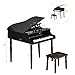 Costzon Classical Kids Piano, 30 Keys Wood Toy Grand Piano with Music Stand and Bench, Mini Musical Toy for Child, Ideal for Children's Room, Toy Room, Best Gifts (Straight Leg, Black)