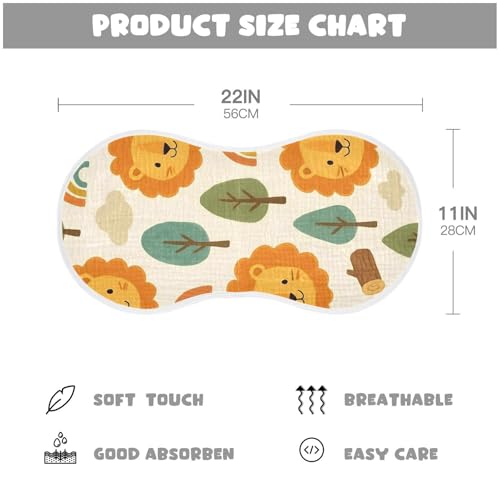 4 Pack Baby Burp Cloths, Soft Absorbent Burping Cloths for Babies, Cotton Milk Spit Up Rags, Large Size for Newborns, Baby Boys and Girls (Cartoon Lion)4
