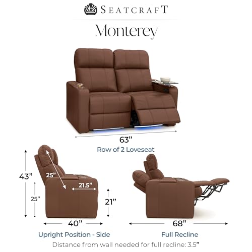 Image of Seatcraft Monterey Home Theater Seating Tobacco Row of 2 Loveseat