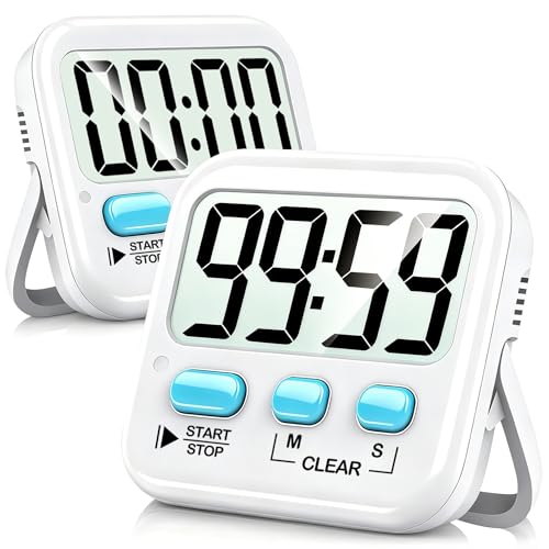 Antonki 2 Pack Digital Timer for Kids, Magnetic Countdown Kitchen Timers for Cooking, Egg, Classroom, Teacher, Exercise, Study, Oven - Battery Included