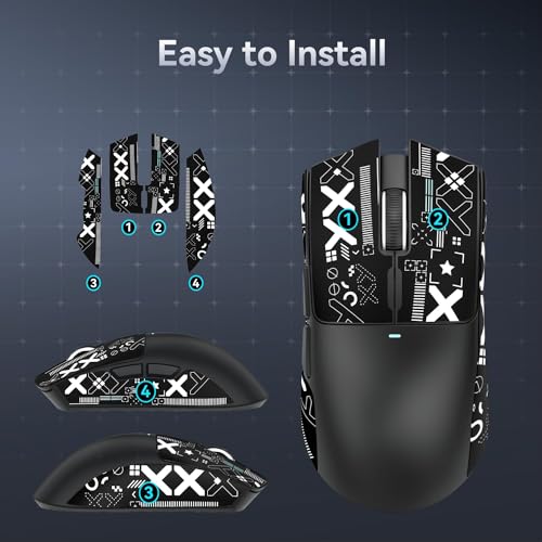 Image of ATTACK SHARK Mouse Anti-Slip Grip Tape for Superlight Wireless Gaming Mice,Universal Fit, Sweat-Resistant, Elastic Side Grips, Effortless Application, Ultra-Thin Design (0.5mm /0.02in)- Black
