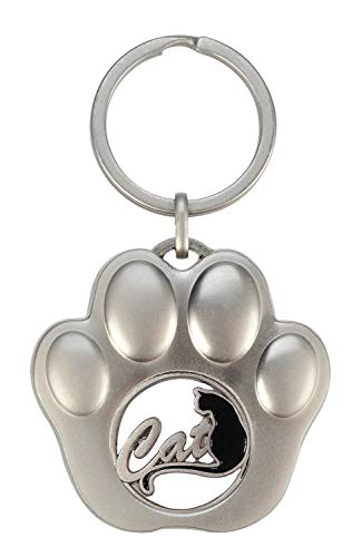 Preisvergleich Produktbild HappyGifts Metall Schlüsselanhänger Pfote - Chiphalter mit Katzen Chip