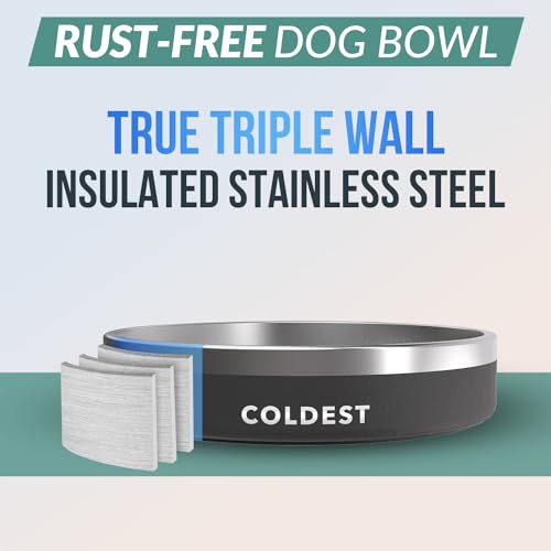 Coldest Dog Bowl - Anti Rust Metal, Non Slip, 3 Layers Insulated Stainless Steel Dog Bowls - Spill Proof & Heavy Duty - Water Bowl for Dogs, Cats & Pets, Dish Washer Safe (21 oz, Stealth Black) - Image 4