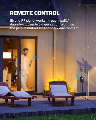image for DEWENWILS Wireless Remote Control Outdoor Outlet With 2 Remotes, Elect