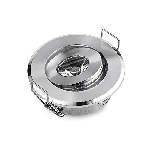 Downlight a Parete Regolabile Nascosto 3W Ultra Sottile, Luce da soffitto a Forma di Occhio di Bue, Display a LED, luci Decorative, Ritaglio da 4 cm a 4,5 cm, Lampada da soffitto Interessante (Argent