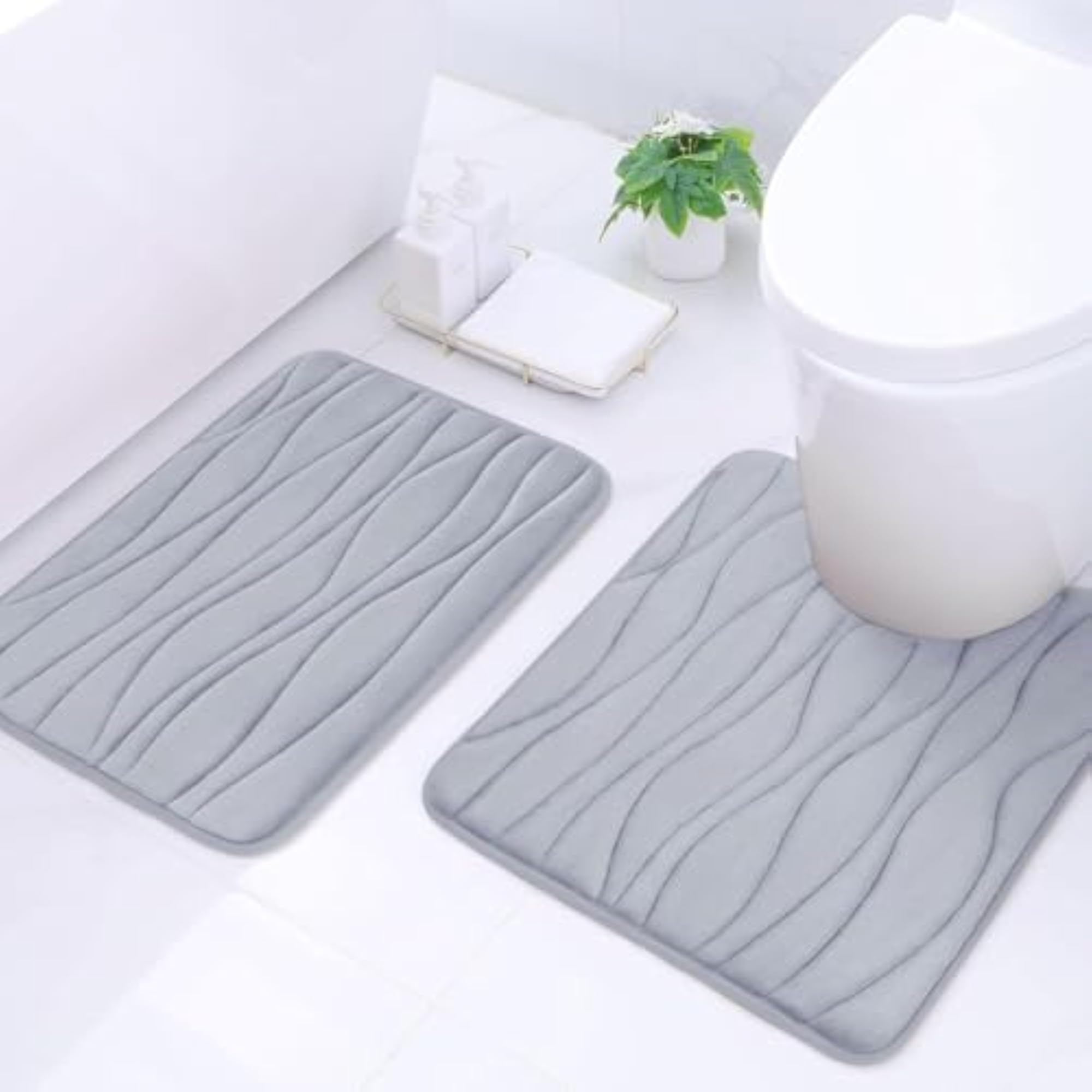 2 Piece Stylish Doormat Bath Rug Set, Water Absorbent
