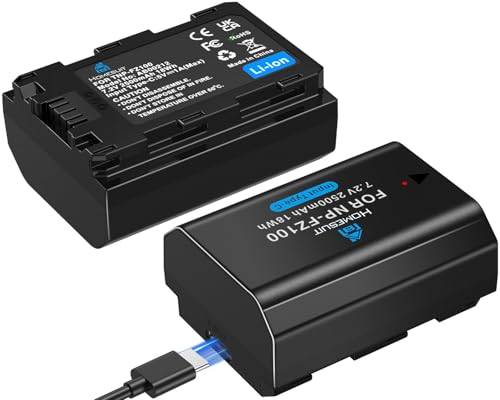 Homesuit NP-FZ100 batteri 2 500 mAh och 2-i-1 typ C laddkabel direktladdning för Sony ZV-E1 FX3 FX30 A7RIII V IV A7SIII A7III IV A7C A6600 A6700 A1 A9 A9II A9III 9R II 9S kameror (2-serien -pack)